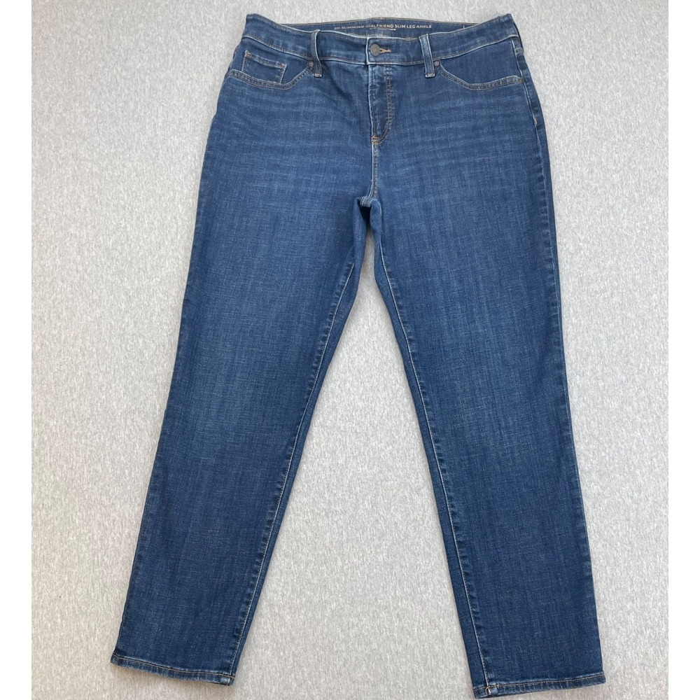 Chicos Jeans Womens Size 2 (US 12) Blue Cotton Stretch Girlfriend Slim Leg Ankle